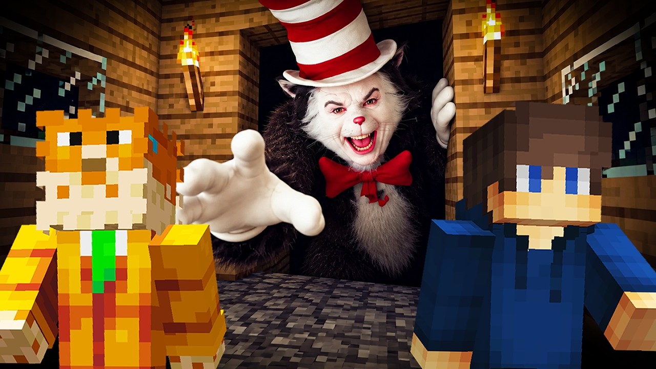 2 Idiots Survive Minecraft's NEW Cat in the Hat Horror Mod