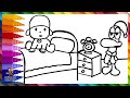 Dibuja y Colorea A Pocoyó Y Pato Por La Mañana 👶🦆⏰🛏️🌄 Dibujos Para Niños