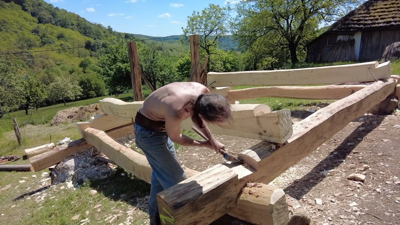 Montáž zrubov – Hrušovská štalička