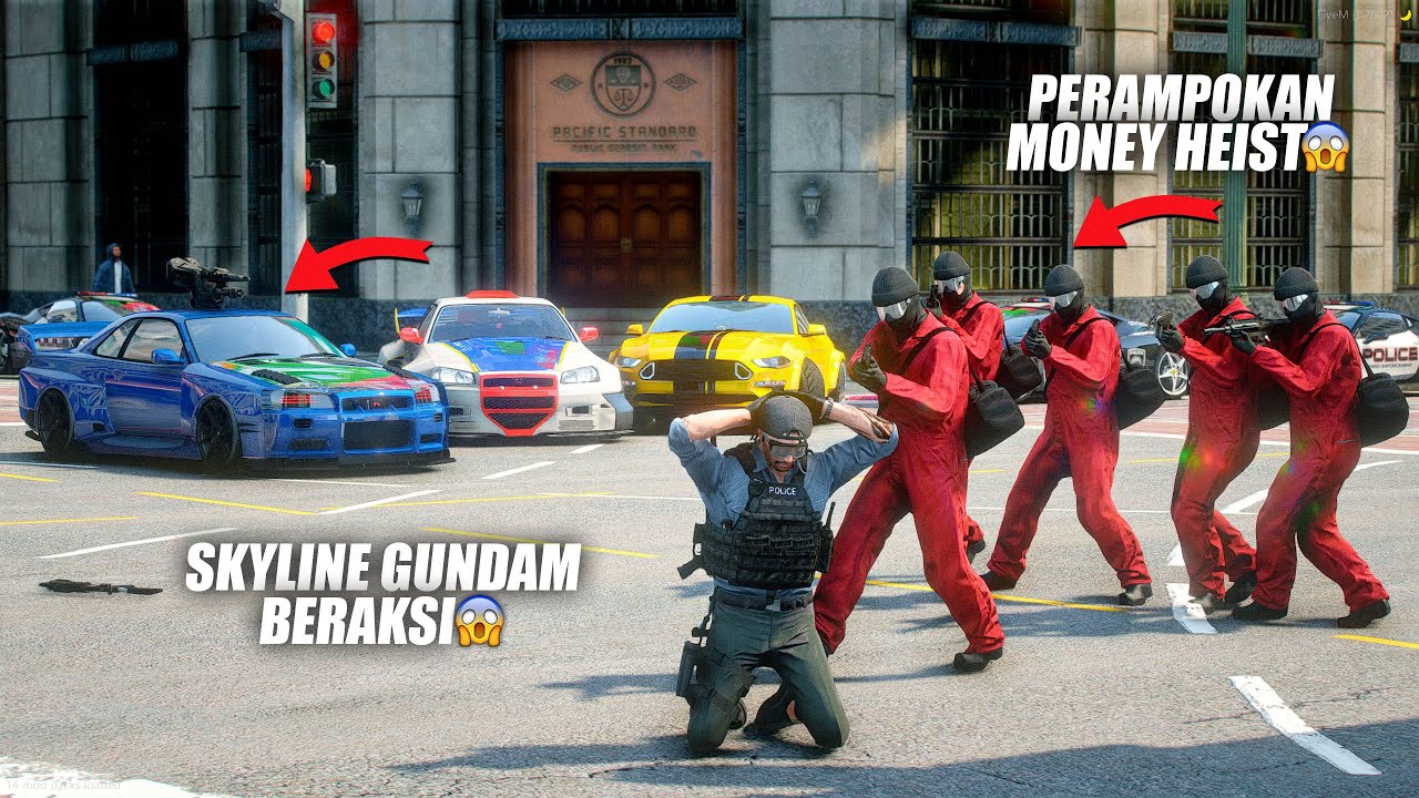 KEI DAN SKYLINE GUNDAM MENJEBAK KEPOLISIAN DENGAN PERAMPOKAN BANK BESAR !! GTA 5 ROLEPLAY