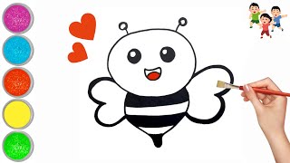 Honey bee drawing for kids & toddlers | Cute Easy Honey bee drawing | Easy drawings