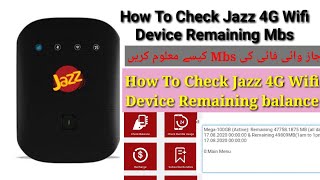 How To Check Jazz 4g Wifi Device Remaining Data 2020 | jazz wifi device not connect with app problem screenshot 5