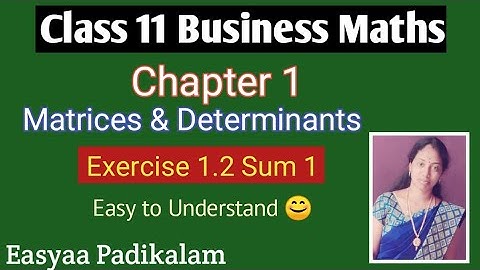 Class 11 - Business Maths - Exercise 1.2 - Sum 1 - Matrices and Determinants