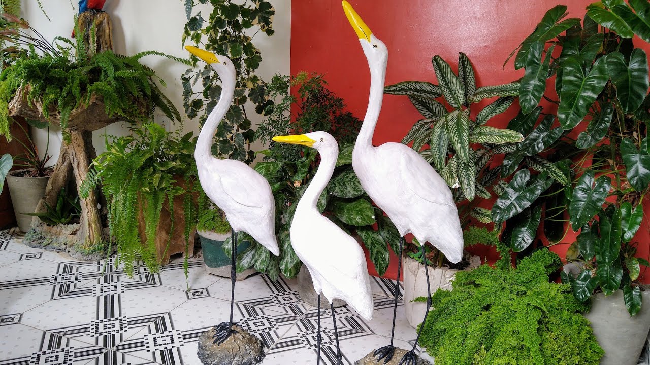 Цементная цапля для сада на открытом воздухе