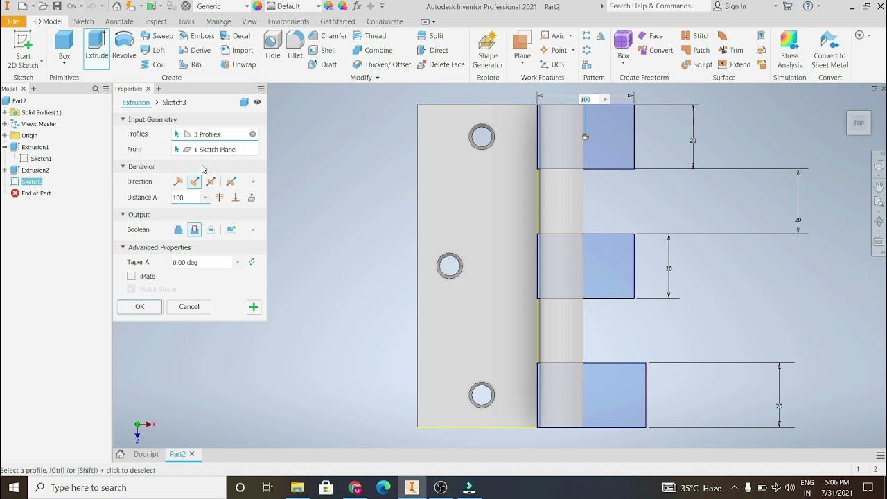 Door hinge in inventor ll Autodesk inventor ll Designing YouTube