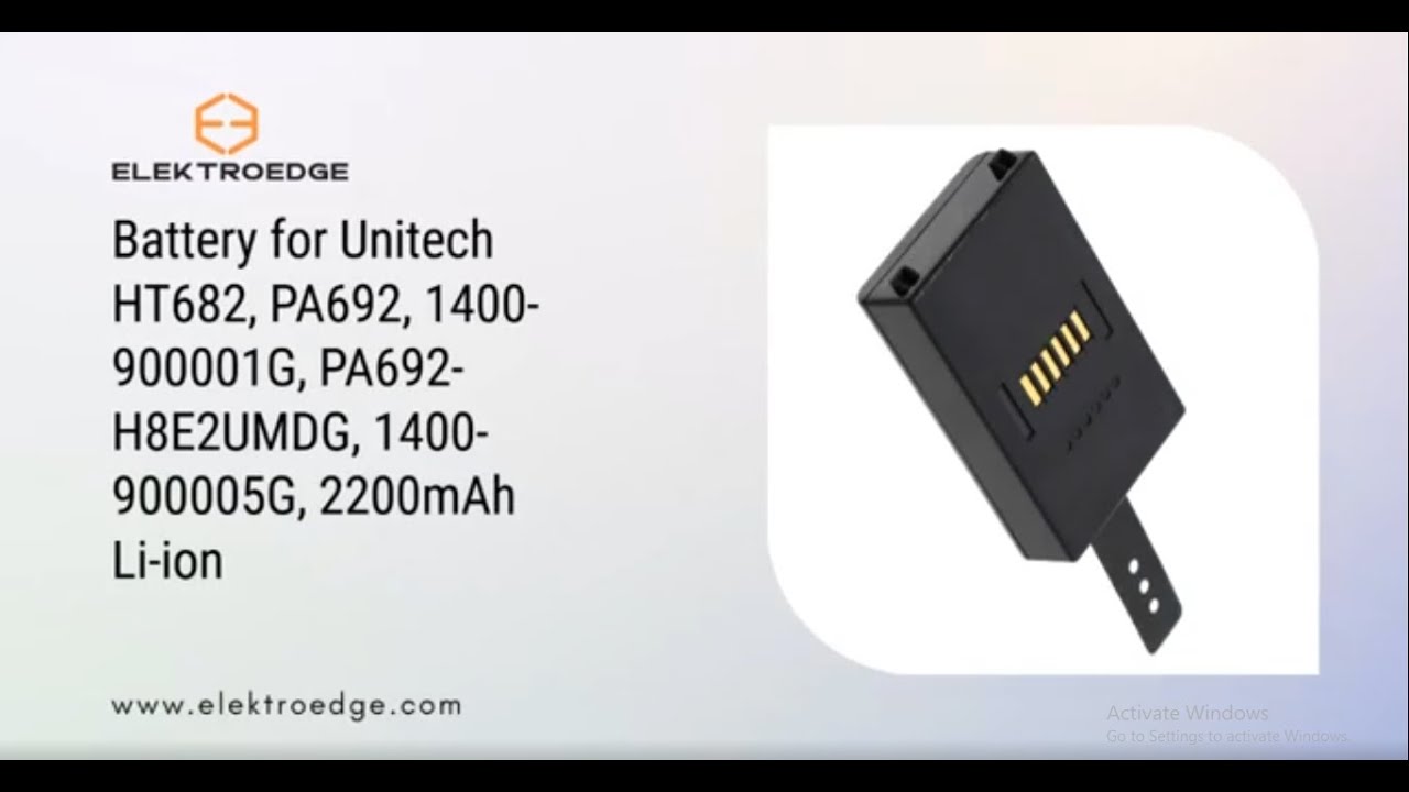 Battery for Unitech HT682, PA692, 1400-900001G, PA692-H8E2UMDG, 1400-900005G, 2200mAh Li-ion