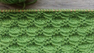 Узор из поперечных протяжек спицами 🐉 Free knitting patterns