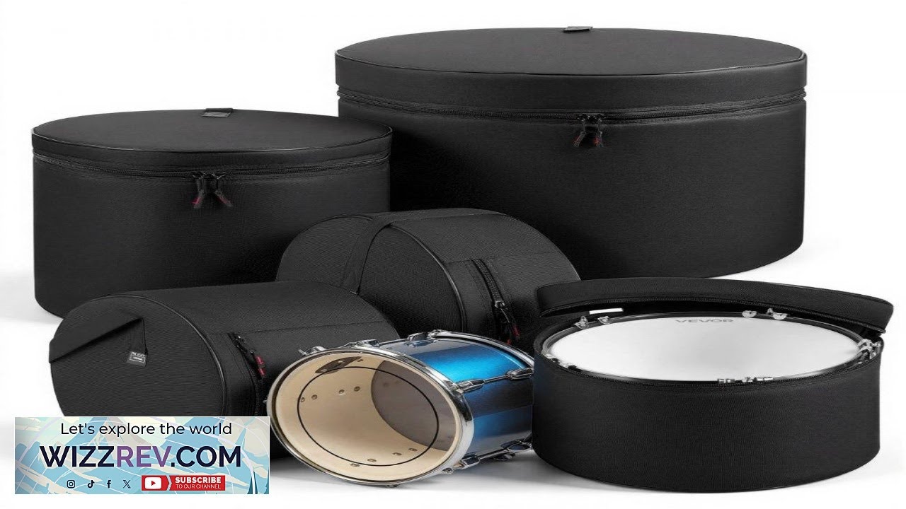 Комплект из 5 чехлов для барабанов VEVOR, мягкие чехлы из ткани 600D для барабанов 22 дюйма.