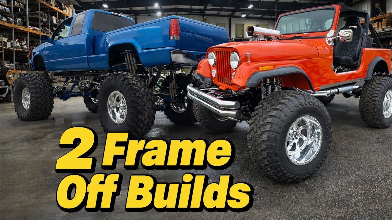 2 over the top show custom builds jeep and OBS plus Squarebodys getting wrapped up 