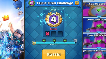 Triple Exilir challenge | use golem deck | Easy win no loss | Clash Royale
