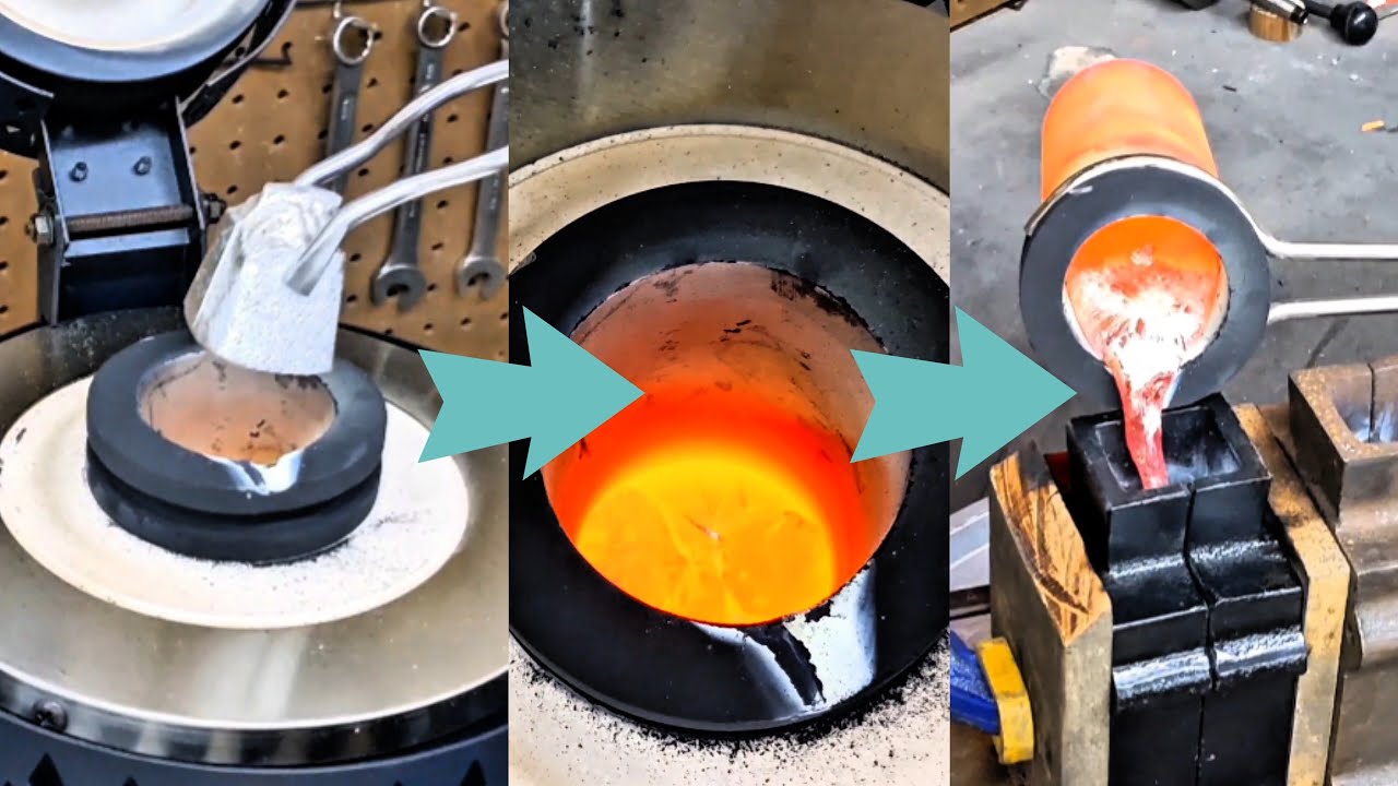 Melting Scrap Aluminum and Metal Casting using greensand foundry sand