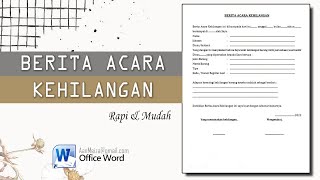 Berita Acara Kehilangan || CONTOH BERITA ACARA