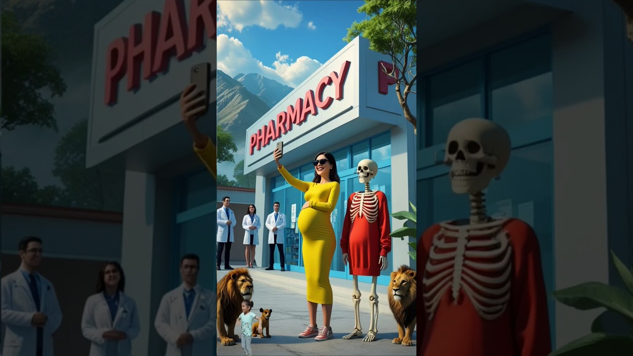 Evolution of skeleton: Lady having fun with skeleton✅❗