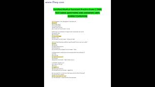 Certified Medical Assistant Practice Exam | CMA TEST BANK QUESTIONS AND ANSWERS 100% CORRECT
