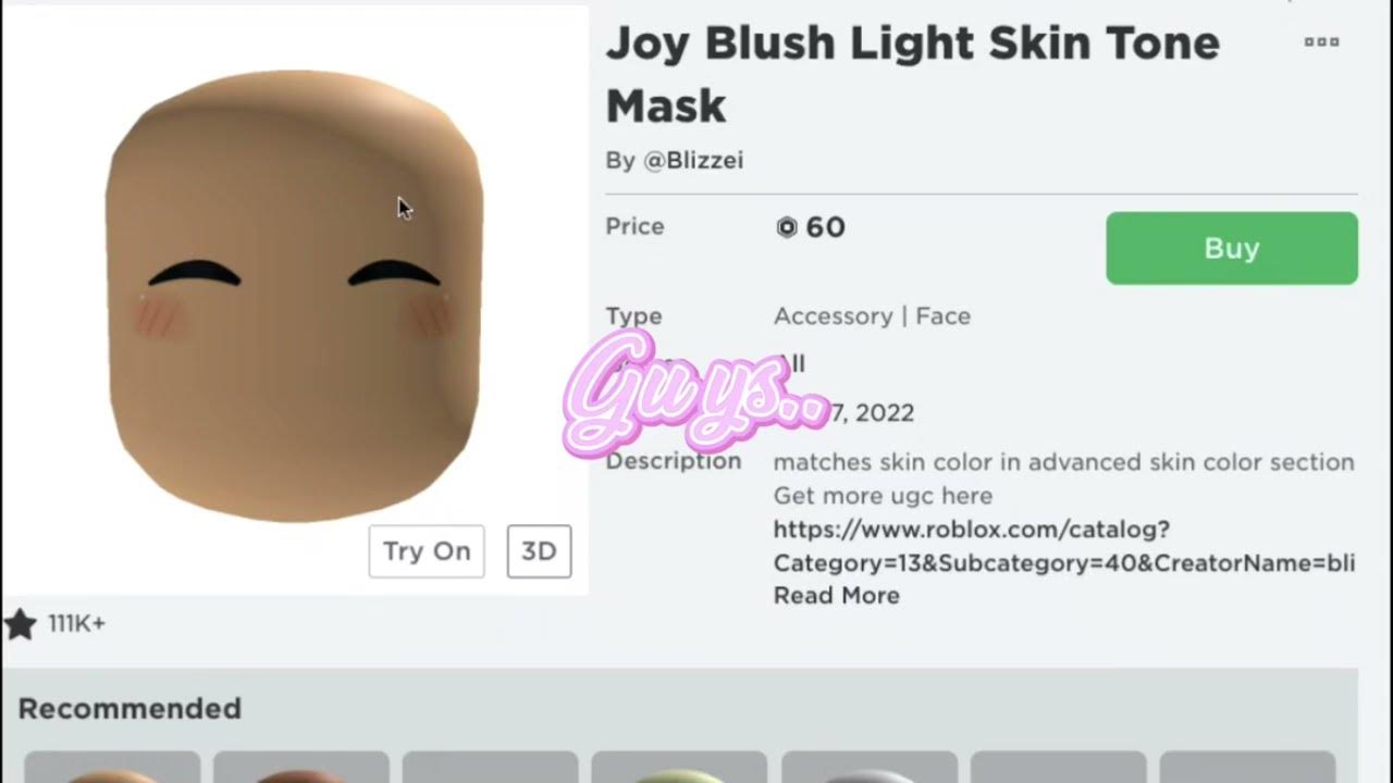 The weird thing about the joy blush skin tone mask.. roblox YouTube
