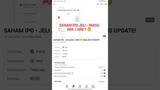 IPO SAHAM JELI ARA/ARB 🤔 ANALISIS UPDATE!