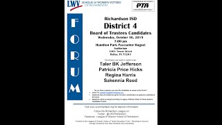 2019 Richardson ISD District 4 Candidate Forum