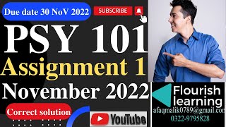 PSY101 Assignment 1 Solution 2022 / PSY 101 Assignment 1 Solution Semester Fall 2022 / VU Assignment