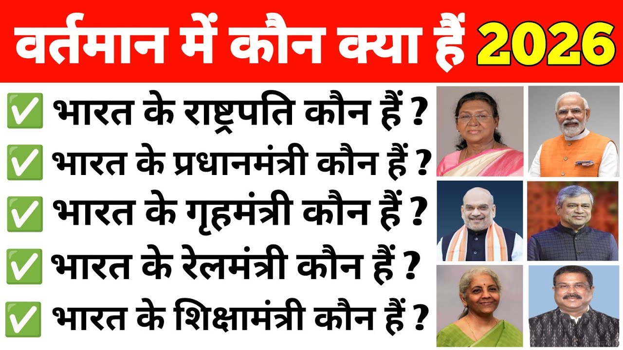 वर्तमान में कौन क्या हैं 2026 | vartman me kaun kya hai 2026 | gk question | general knowledge