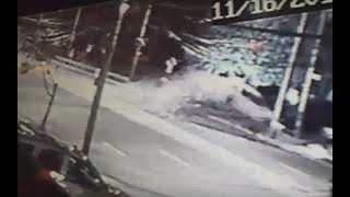 Dramatic video: Car flies and flips over on lawn