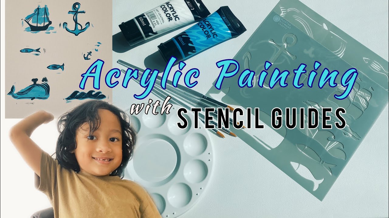 Easy Acrylic Painting For Kids | Canvas Painting | Stencil Painting ...