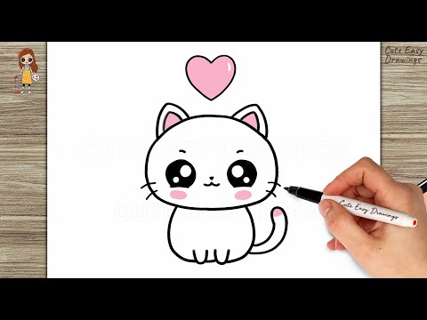 How to Draw a Cute Cat Very Very Easy - YouTube