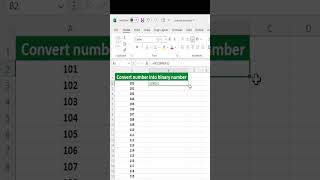 Decimal to Binary conversion in excel | decimal to binary in excel #viral#excel #mstechtricks#shorts