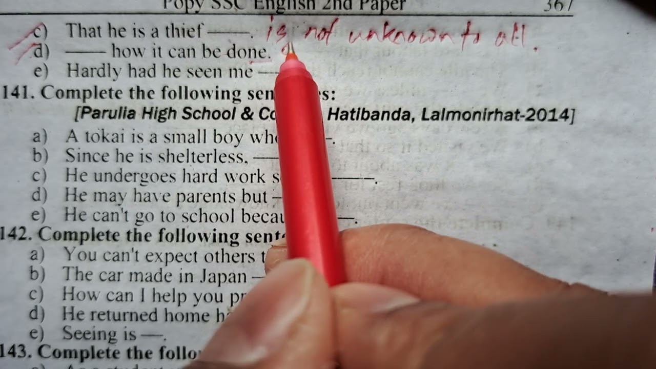 Completing sentence class 9-10