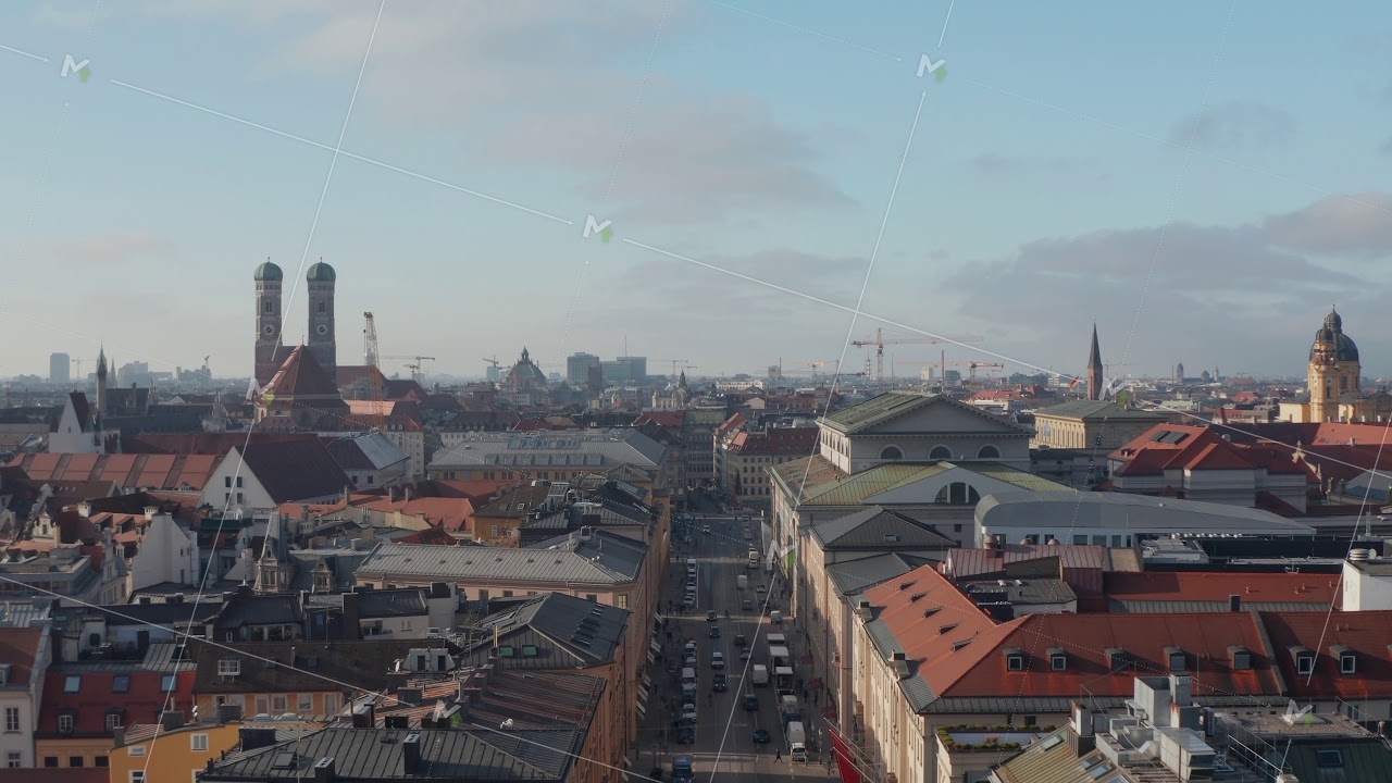 Cityscape of Munich, Germany in Bavaria, Old Town with classic Architecture and Cathedrals in