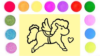 Drawing, coloring, painting Unicorn for kids and toddlers | Let’s draw, paint together