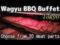 SUB) Wagyu beef barbecue buffet with 20 premium marbled meats to view and choose from, butcher-style