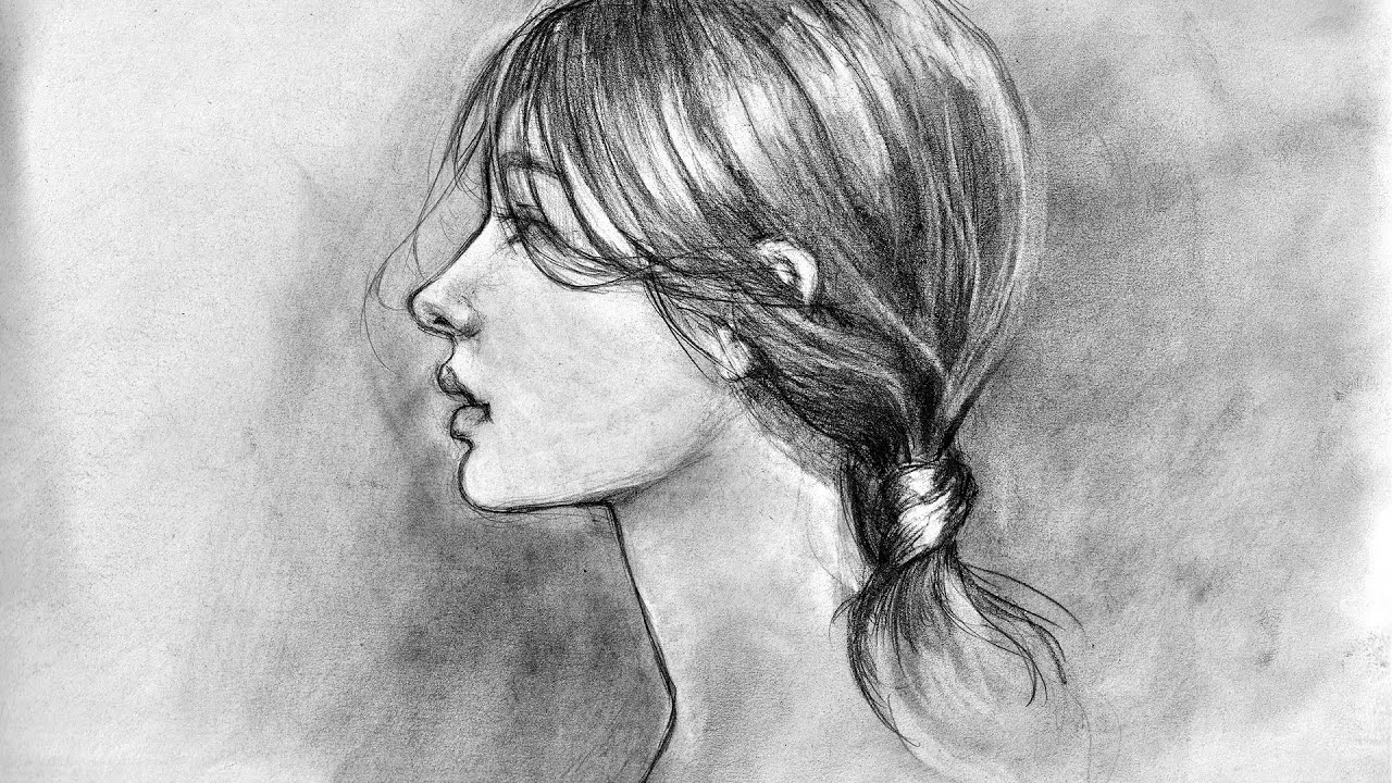 female nose drawing side view