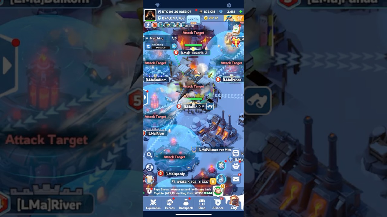 SVS WHALE SOLO CITY ATTACK VS GARRISON ⭐ 1385 VS 1353  화이트아웃 서바이벌 