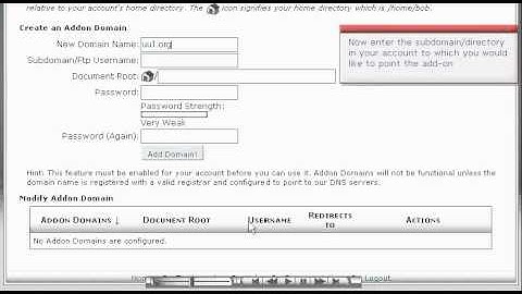 Creating an add-on domain (pointer) in Cpanel