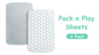 Moonsea Pack n Play Sheet | Mini Crib Sheet - 2 Pack, Ultra-Soft Microfiber, Planet & Flower