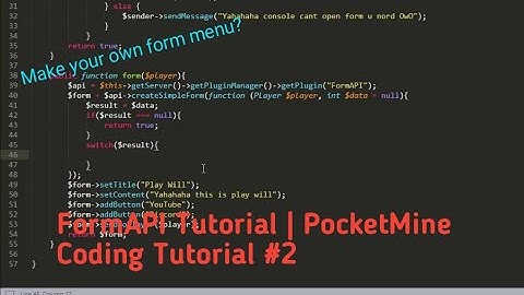FormAPI Tutorial  | PocketMine Coding Tutorial #2