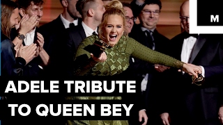 Adele pays tribute to Beyoncé at the Grammys