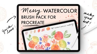 Messy Watercolor Brushes for Procreate (quick demo of what you'll get!)