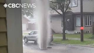 Severe thunderstorm hits Edmonton hard leaving broken trees and flooding