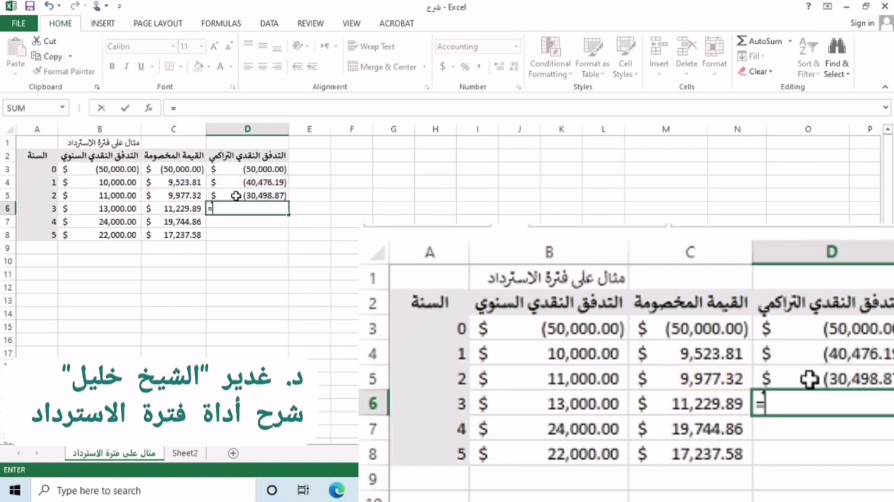شرح اداة فترة الاسترداد