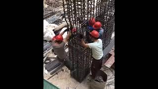 Penyambungan Besi Kolom Struktur Proyek Gedung Bertingkat