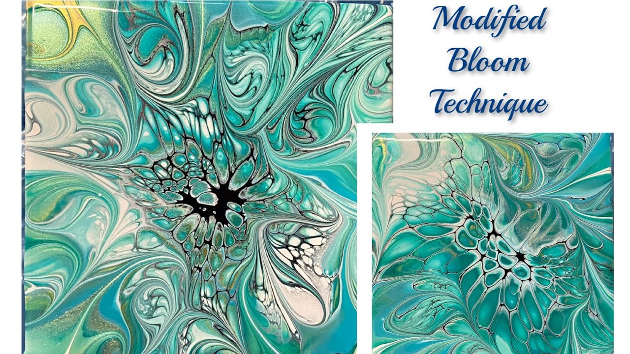 (1136)  Modified Swirled Bloom Technique, Paint Pouring, Carole’s Art Room