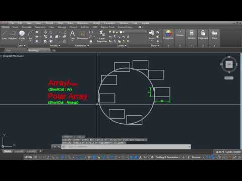 Polar Array Command In AutoCAD In Hindi