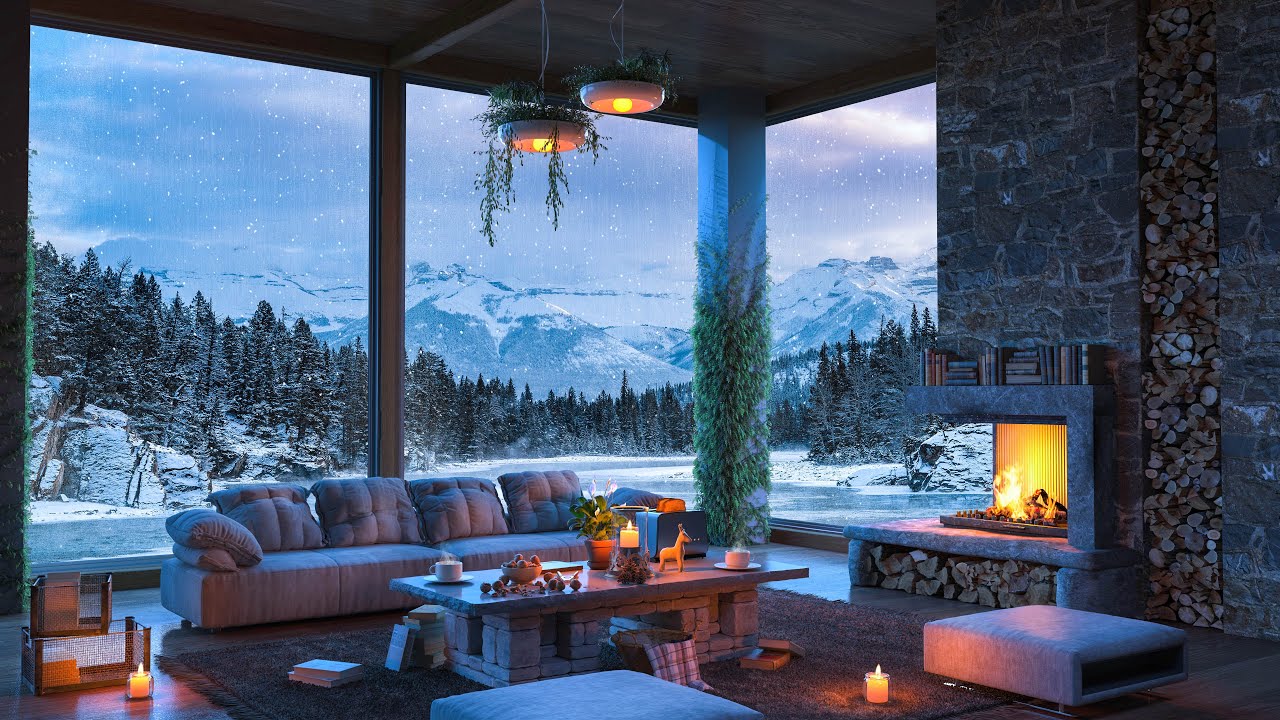 Soft Jazz Music with Fireplace Sounds ☕ Cozy Apartment & Relaxing Piano