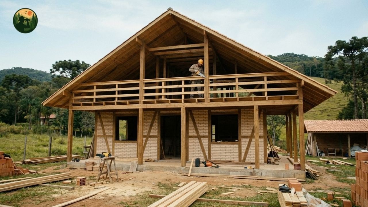 Building a Beautiful Two-Story Wooden House Step by Step - YouTube