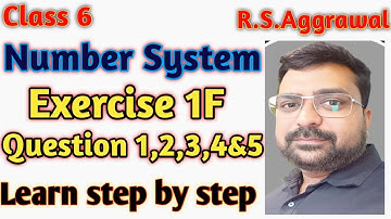 Class 6 Maths । RS aggrawal। Chapter 1। Number System।Exercise 1 F।Question 1 to 5 ।By Rohit Sharma