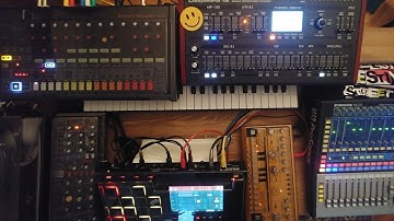 Dawless, Behringer RD8, Deepmind 12, TD3, Model D and Akai MPC Live, didgeridoo