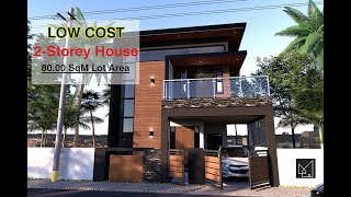 Low Cost Budget 3 Bedroom Two-Storey House Design | 80SQM Lot Area