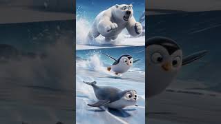 Arctic Race Showdown 😱 Polar Bear vs Seal vs Penguin (Part 1) #wildlife #fyp #shorts #youtubeshorts