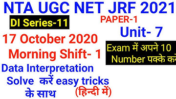 Data Interpretation PYQS 2020| 17 October 2020 | NTA UGC NET JRF Paper- 1Unit-7